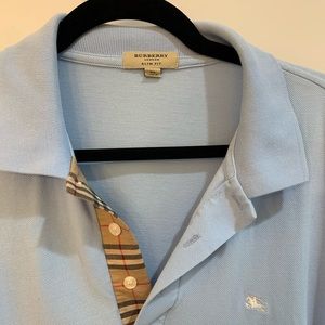 Burberry long sleeve polo baby blue slim XL